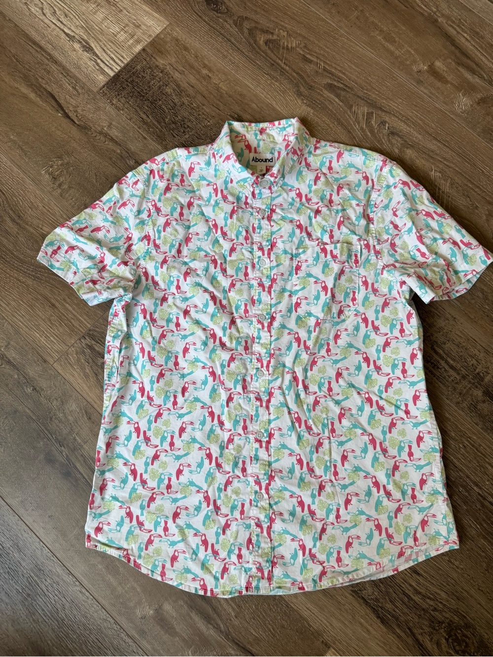 Abound Men's Short-Sleeve Tropical Parrot Print Shirt - White/Multi